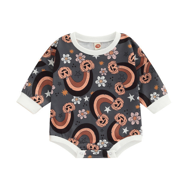 Baby Halloween Pumpkin Romper – Cute Fall Bodysuit with Pumpkin Print - SKY SUPPLYIFY