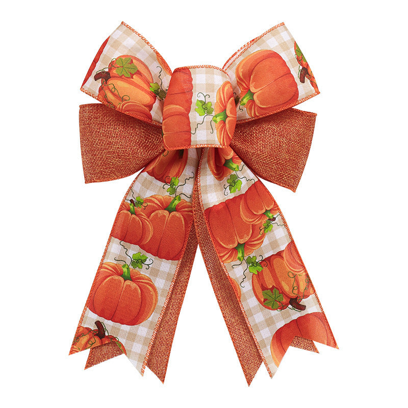 Fall Pumpkin Garland Door Frame Decor with Bowknot – Perfect for Halloween & Autumn - SKY SUPPLYIFY