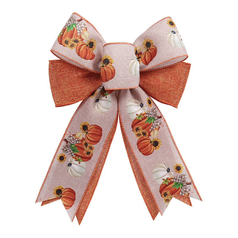 Fall Pumpkin Garland Door Frame Decor with Bowknot – Perfect for Halloween & Autumn - SKY SUPPLYIFY