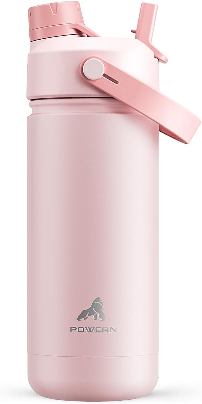 18 oz Insulated Water Bottle with 2-in-1 Straw and Spout Lid, Keep Cold 24H, Leak-Proof, Fits in Car Cup Holder, Stainless Steel Water Bottle for Sports, Travel, and School (Cotton Candy)
