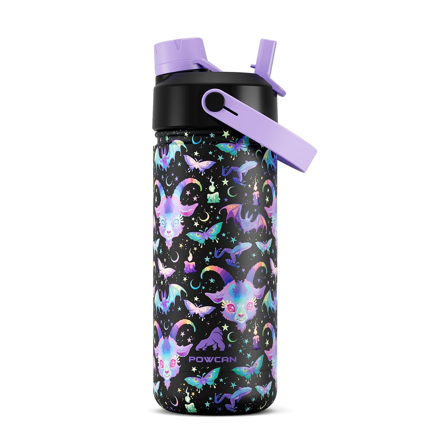 18 oz Insulated Water Bottle with 2-in-1 Straw and Spout Lid, Keep Cold 24H, Leak-Proof, Fits in Car Cup Holder, Stainless Steel Water Bottle for Sports, Travel, and School (Cotton Candy)