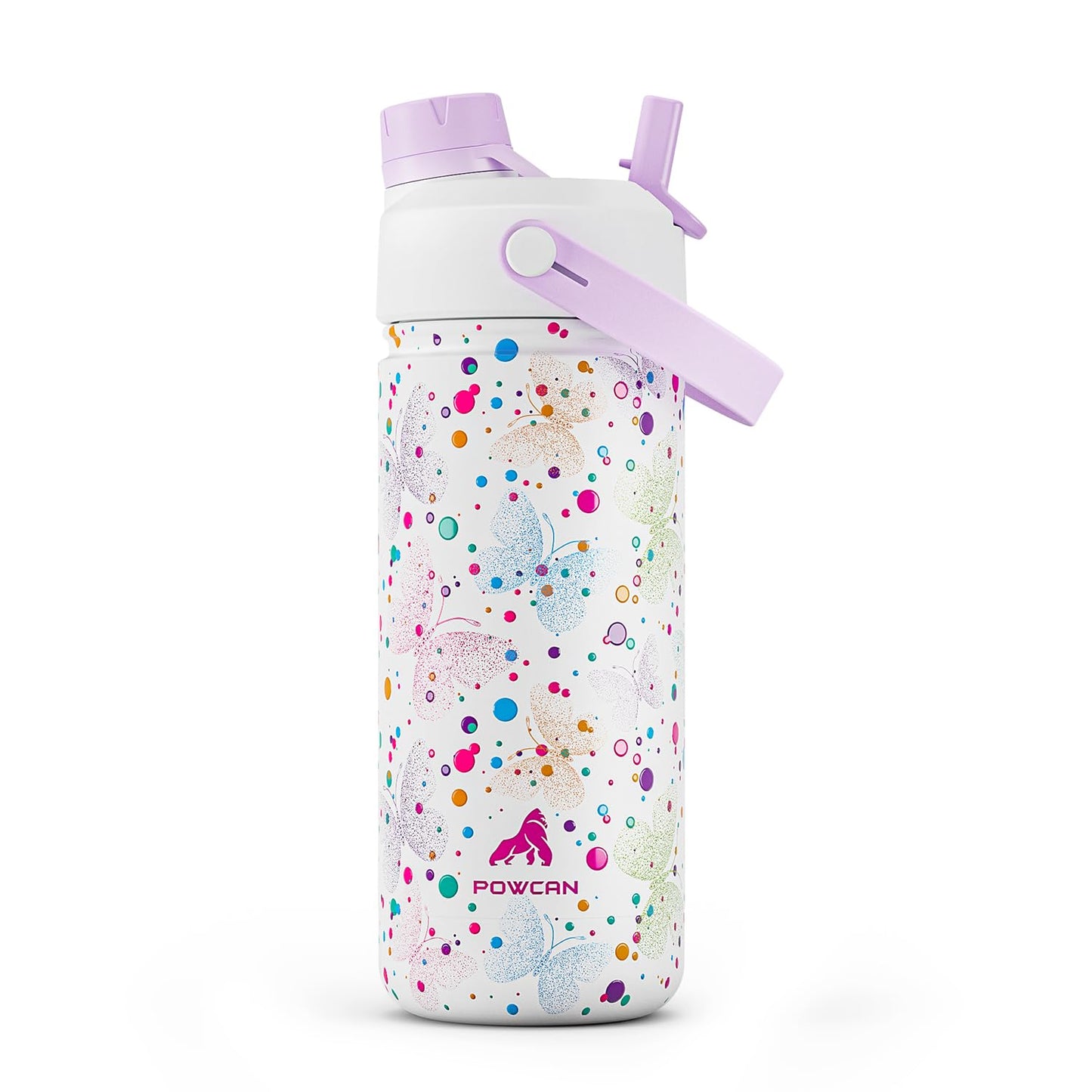 18 oz Insulated Water Bottle with 2-in-1 Straw and Spout Lid, Keep Cold 24H, Leak-Proof, Fits in Car Cup Holder, Stainless Steel Water Bottle for Sports, Travel, and School (Cotton Candy)