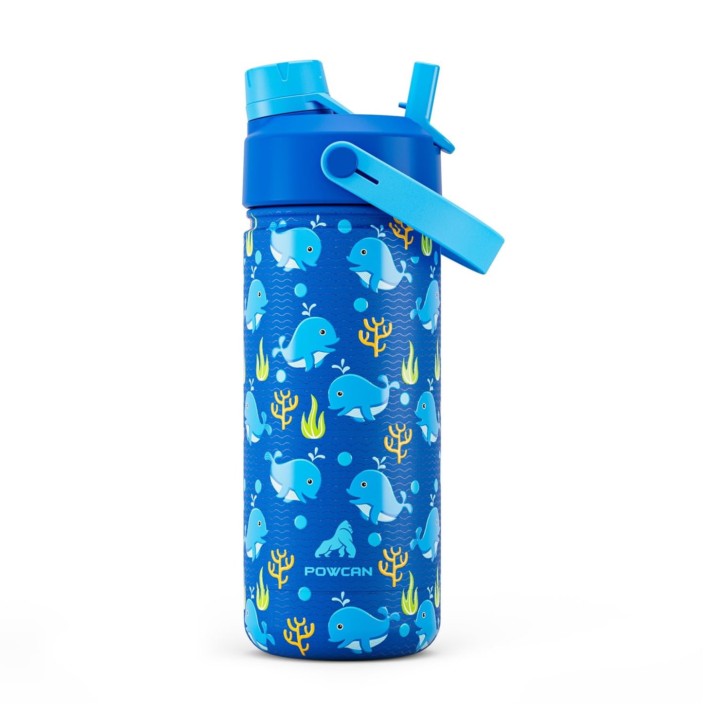 18 oz Insulated Water Bottle with 2-in-1 Straw and Spout Lid, Keep Cold 24H, Leak-Proof, Fits in Car Cup Holder, Stainless Steel Water Bottle for Sports, Travel, and School (Cotton Candy)