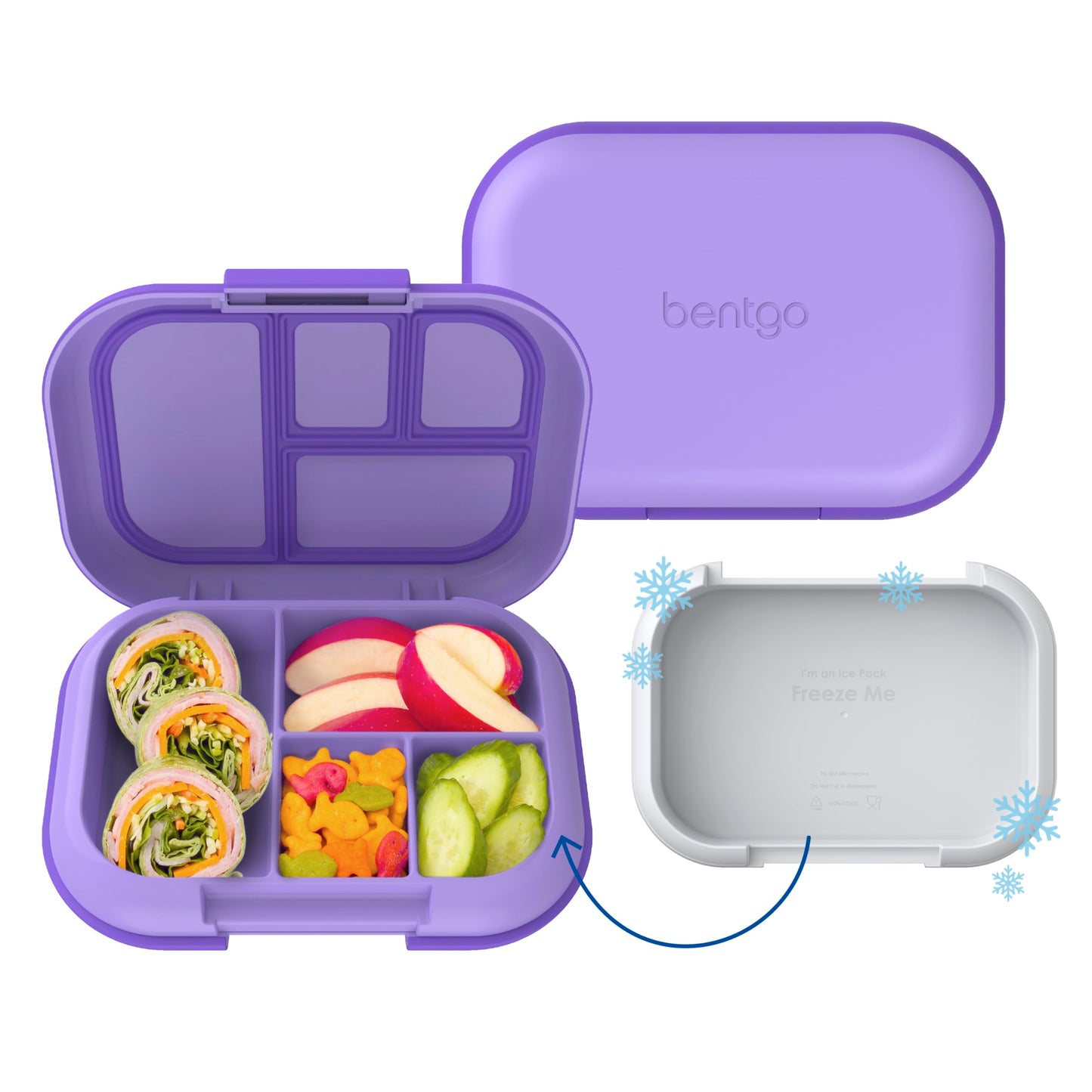 Bentgo Chill Kids Leak-Proof Lunch Box - 4-Compartment Bento Box with Built-In Ice Pack, 3.3 Cup Capacity, PFAS & BPA-Free, Microwave & Dishwasher Safe, Ideal Size for Ages 3 to 7 (Aqua)