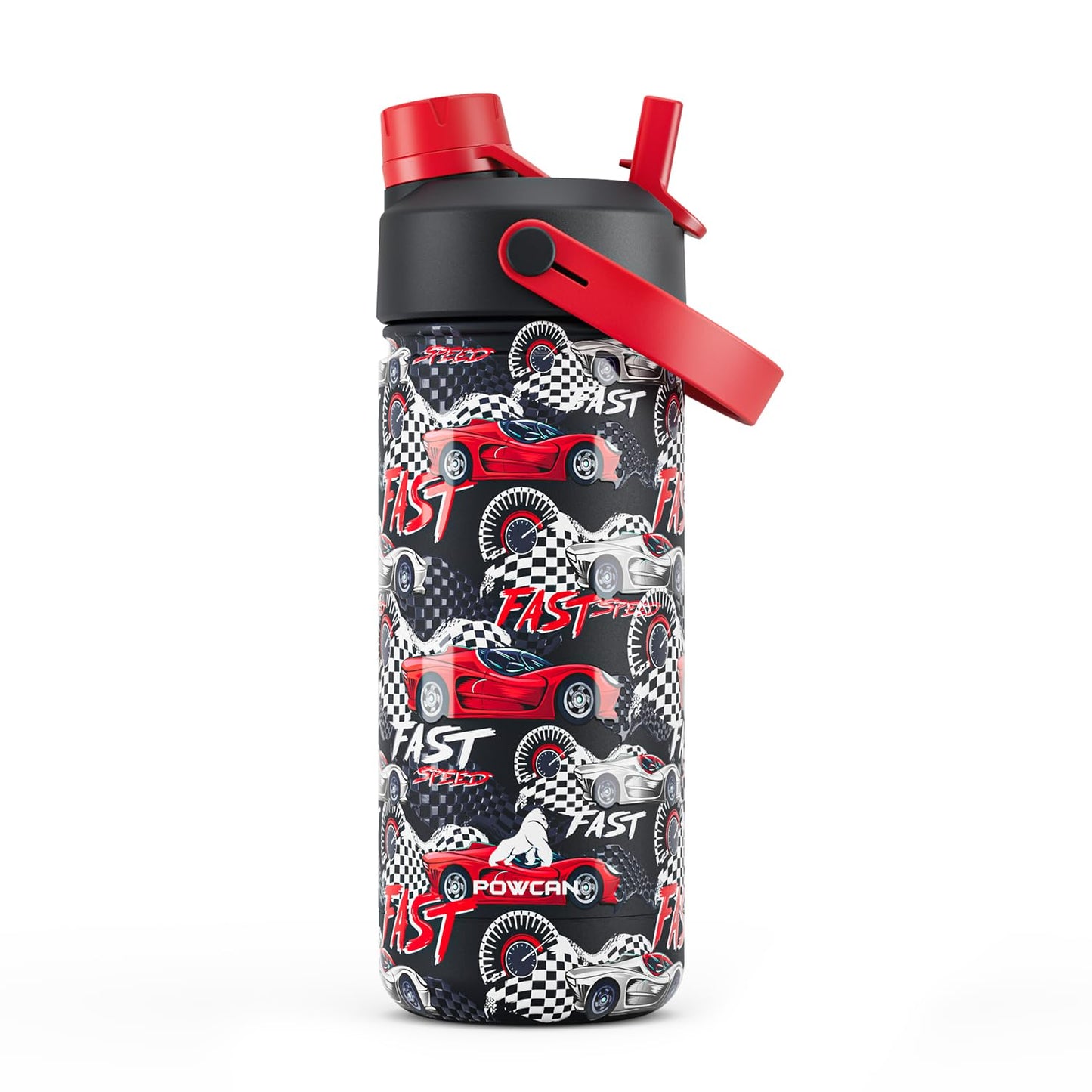 18 oz Insulated Water Bottle with 2-in-1 Straw and Spout Lid, Keep Cold 24H, Leak-Proof, Fits in Car Cup Holder, Stainless Steel Water Bottle for Sports, Travel, and School (Cotton Candy)