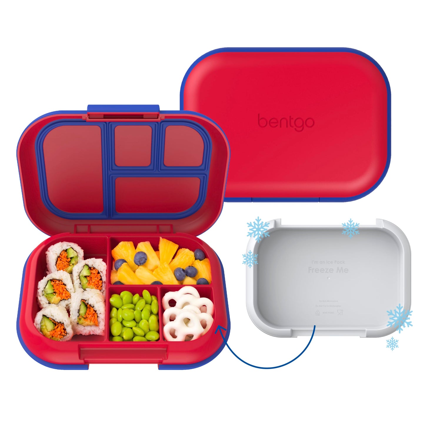 Bentgo Chill Kids Leak-Proof Lunch Box - 4-Compartment Bento Box with Built-In Ice Pack, 3.3 Cup Capacity, PFAS & BPA-Free, Microwave & Dishwasher Safe, Ideal Size for Ages 3 to 7 (Aqua)