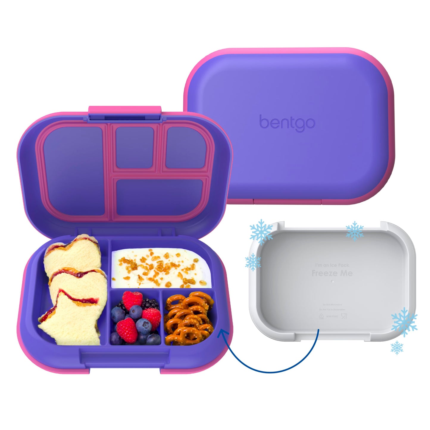 Bentgo Chill Kids Leak-Proof Lunch Box - 4-Compartment Bento Box with Built-In Ice Pack, 3.3 Cup Capacity, PFAS & BPA-Free, Microwave & Dishwasher Safe, Ideal Size for Ages 3 to 7 (Aqua)
