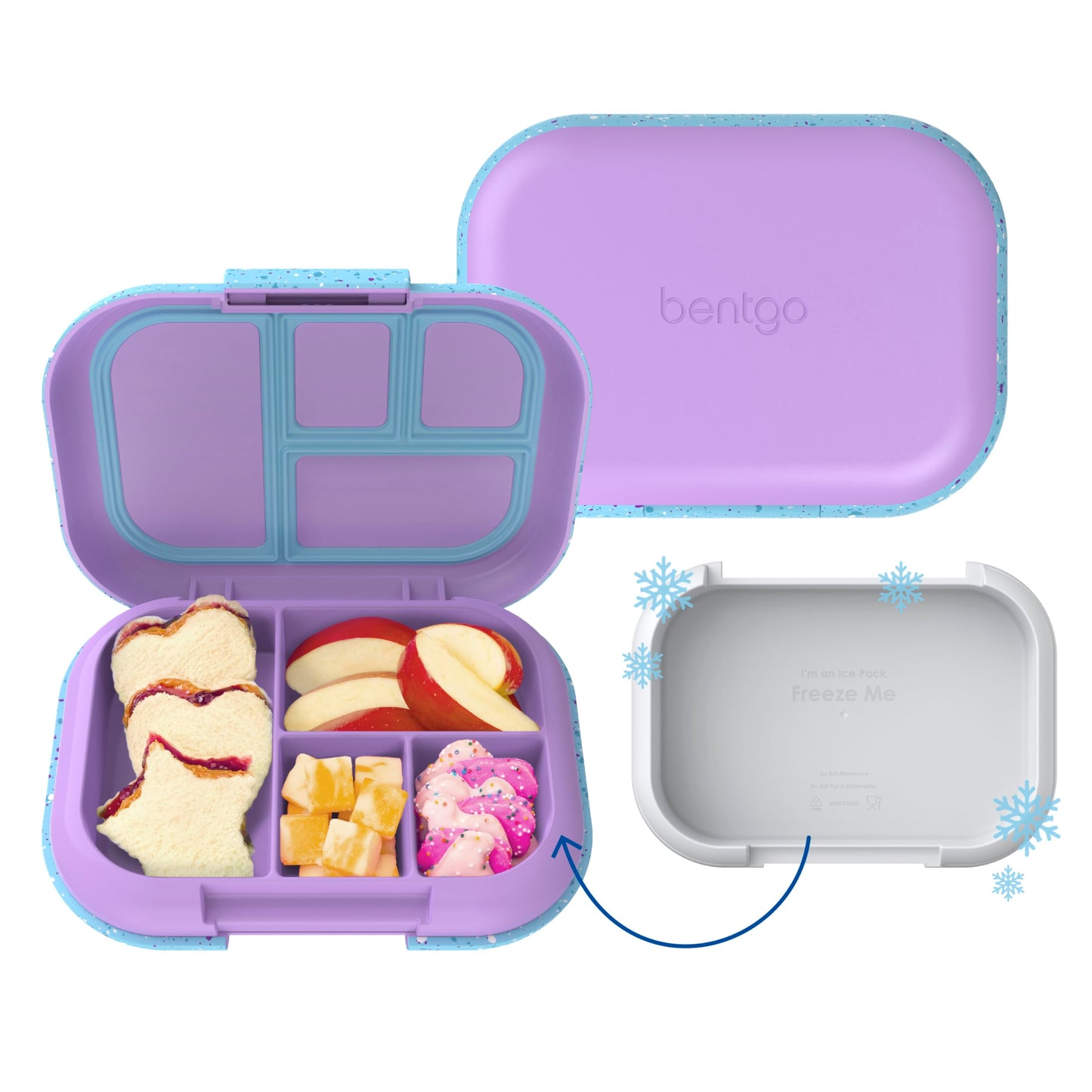 Bentgo Chill Kids Leak-Proof Lunch Box - 4-Compartment Bento Box with Built-In Ice Pack, 3.3 Cup Capacity, PFAS & BPA-Free, Microwave & Dishwasher Safe, Ideal Size for Ages 3 to 7 (Aqua)