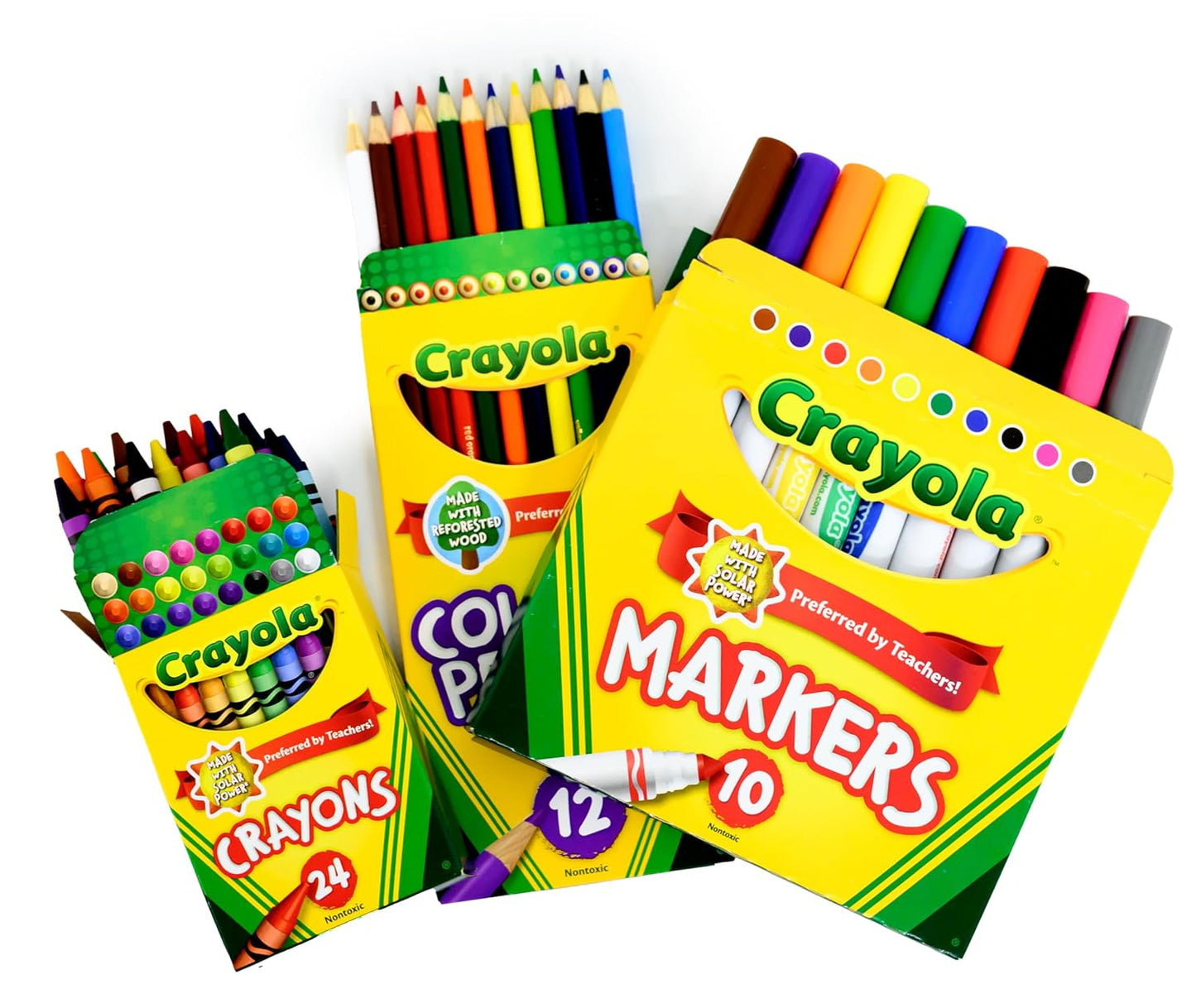 Back to School Supply Box Grades K-5 - School Supply Boxes - 32 Piece School Supplies Kit Includes Markers, Crayons, Pencils, Scissors, Folders, Glue Sticks, Notebook, and Composition Book