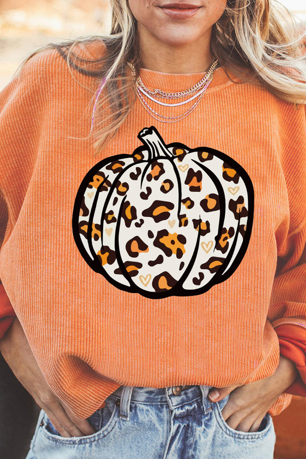 Women’s Fashion Halloween Sweater – Pumpkin Head Design Cozy Fall Pullover - SKY SUPPLYIFY 