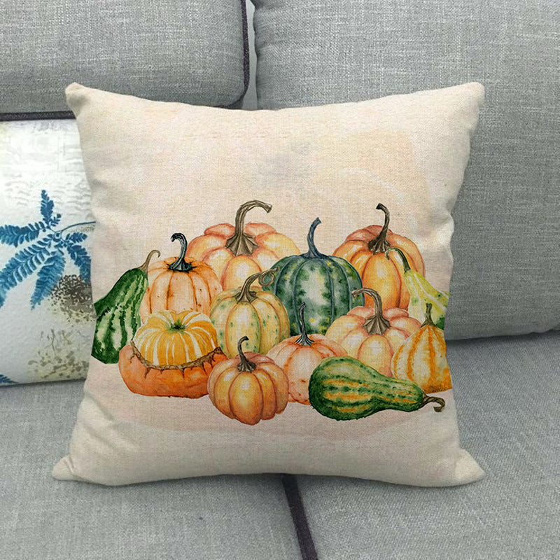 Painted pumpkin linen pillowcase - SKY SUPPLYIFY 