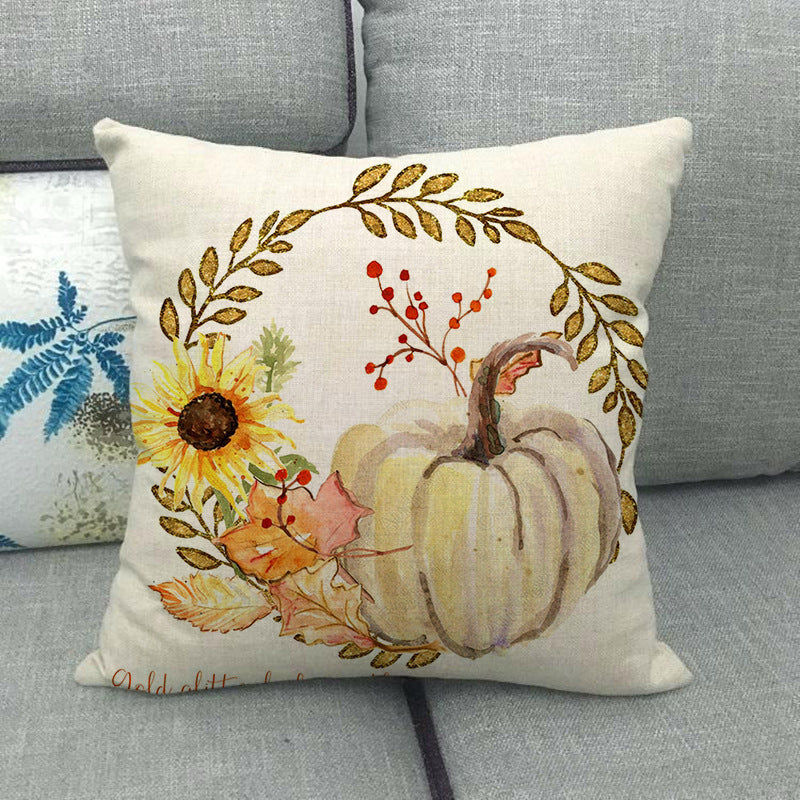 Painted pumpkin linen pillowcase - SKY SUPPLYIFY 