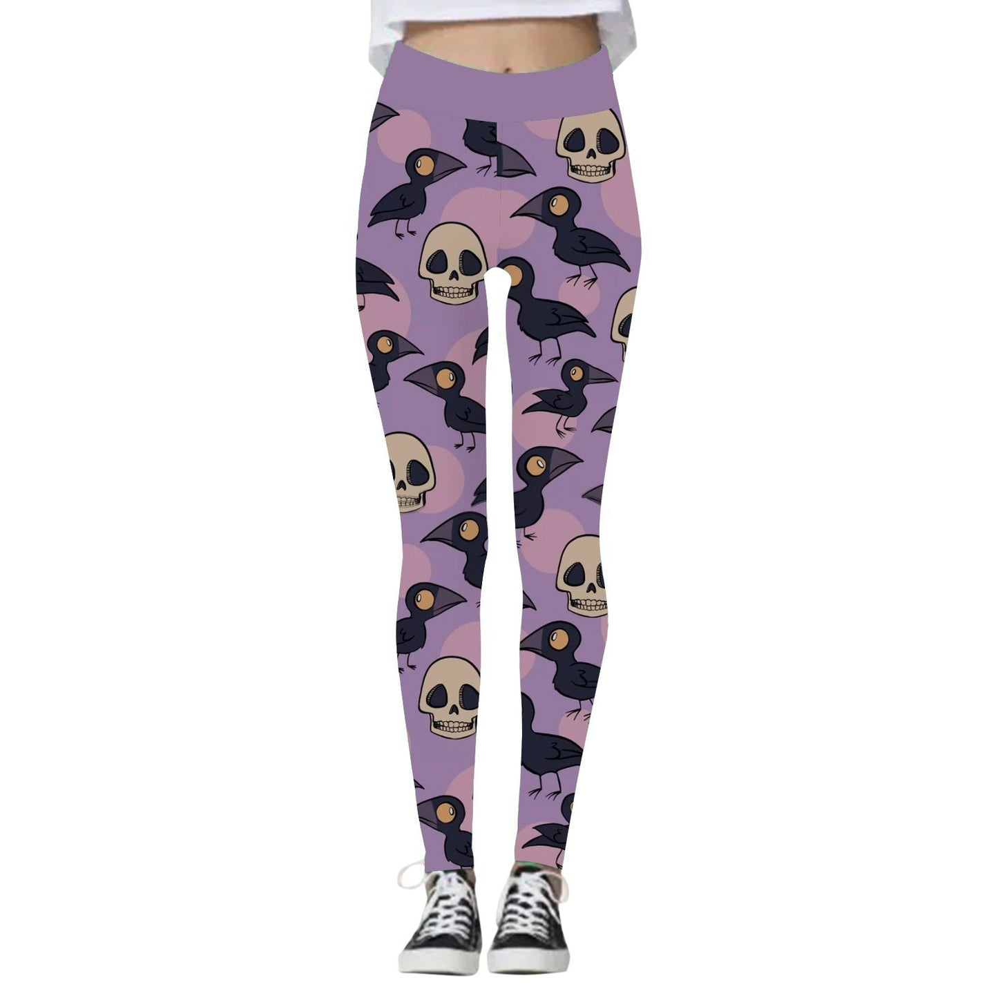 Halloween Women’s Yoga Pants – Pumpkin & Skull Print Activewear - SKY SUPPLYIFY 