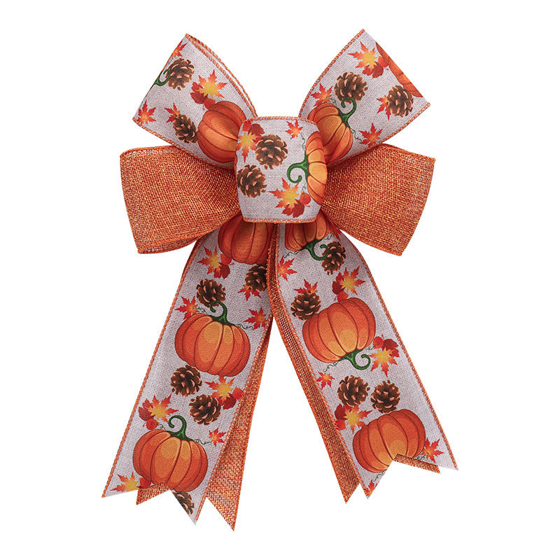 Fall Pumpkin Garland Door Frame Decor with Bowknot – Perfect for Halloween & Autumn - SKY SUPPLYIFY 