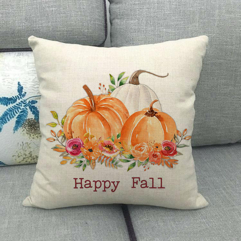 Painted pumpkin linen pillowcase - SKY SUPPLYIFY 