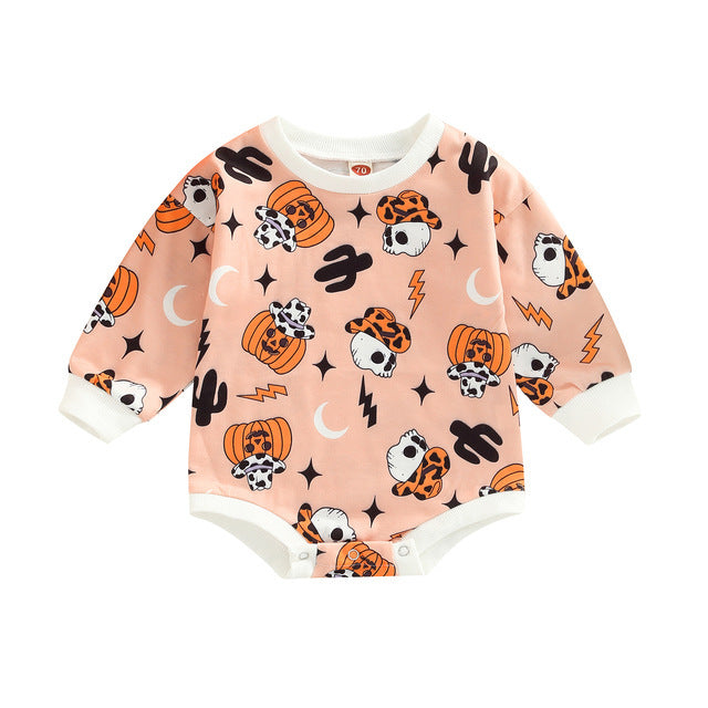 Baby Halloween Pumpkin Romper – Cute Fall Bodysuit with Pumpkin Print - SKY SUPPLYIFY 