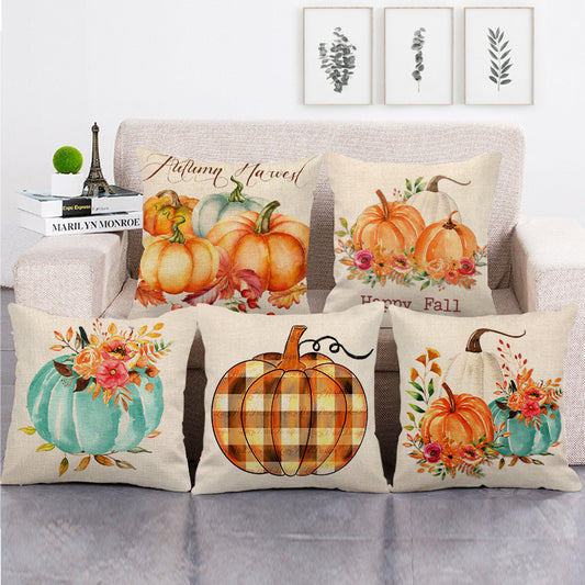 Painted pumpkin linen pillowcase - SKY SUPPLYIFY 