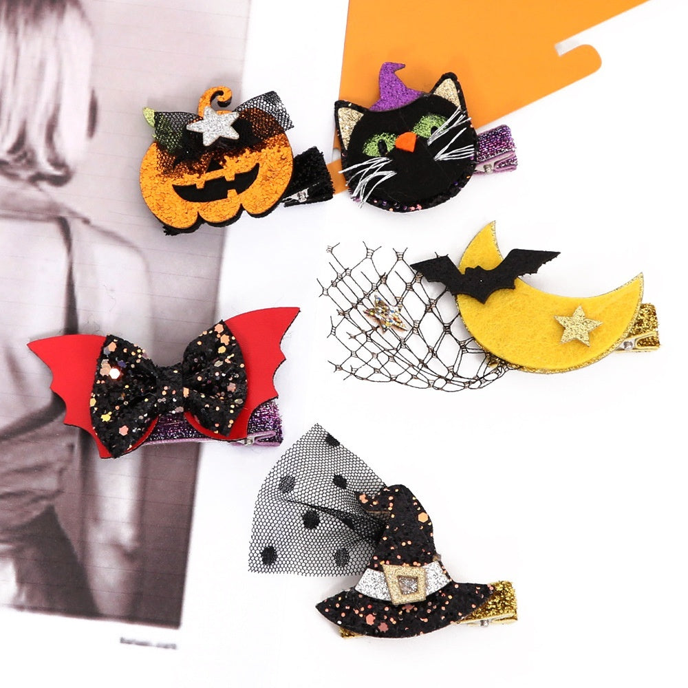 Pumpkin Bow Hair Clip – Halloween Headdress Barrette Accessory - SKY SUPPLYIFY 