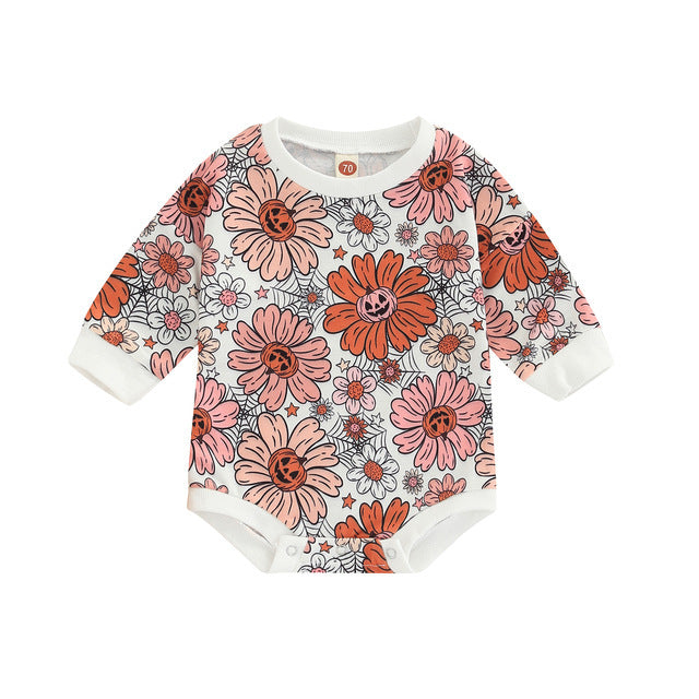 Baby Halloween Pumpkin Romper – Cute Fall Bodysuit with Pumpkin Print - SKY SUPPLYIFY 