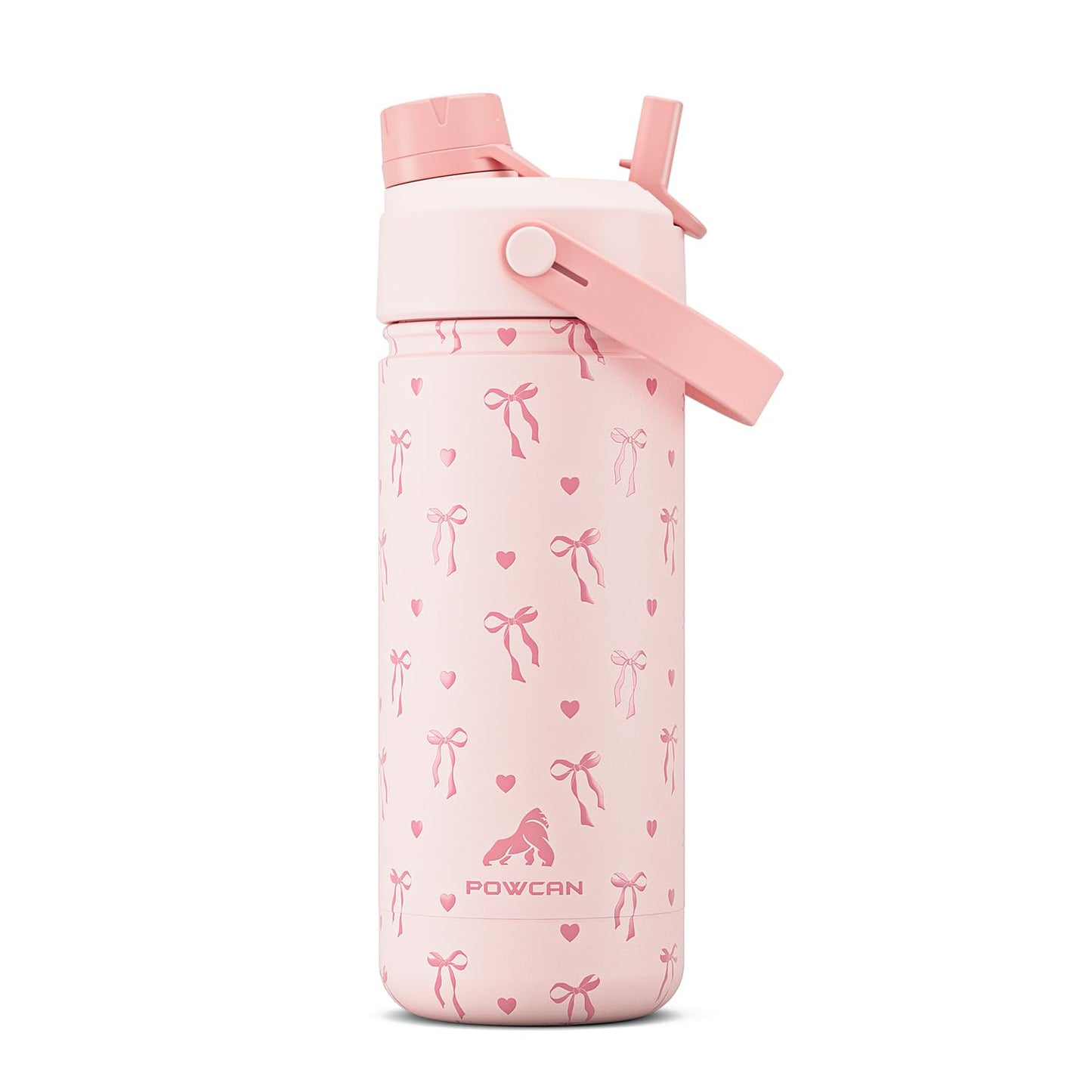 18 oz Insulated Water Bottle with 2-in-1 Straw and Spout Lid, Keep Cold 24H, Leak-Proof, Fits in Car Cup Holder, Stainless Steel Water Bottle for Sports, Travel, and School (Cotton Candy)