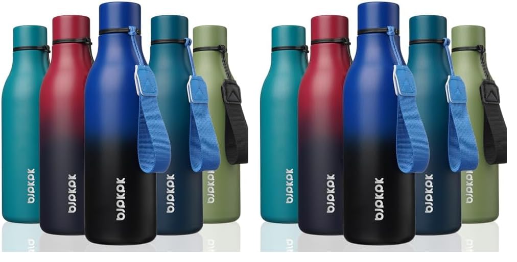 BJPKPK Insulated Water Bottles, 25 oz Stainless Steel Metal Water Bottle with Strap, BPA Free Leak Proof Thermos, Mugs, Flasks, Reusable Water Bottle for Sports & Travel, Lilac Elegance