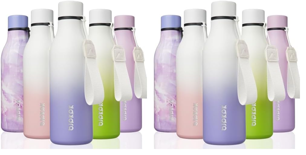 BJPKPK Insulated Water Bottles, 25 oz Stainless Steel Metal Water Bottle with Strap, BPA Free Leak Proof Thermos, Mugs, Flasks, Reusable Water Bottle for Sports & Travel, Lilac Elegance