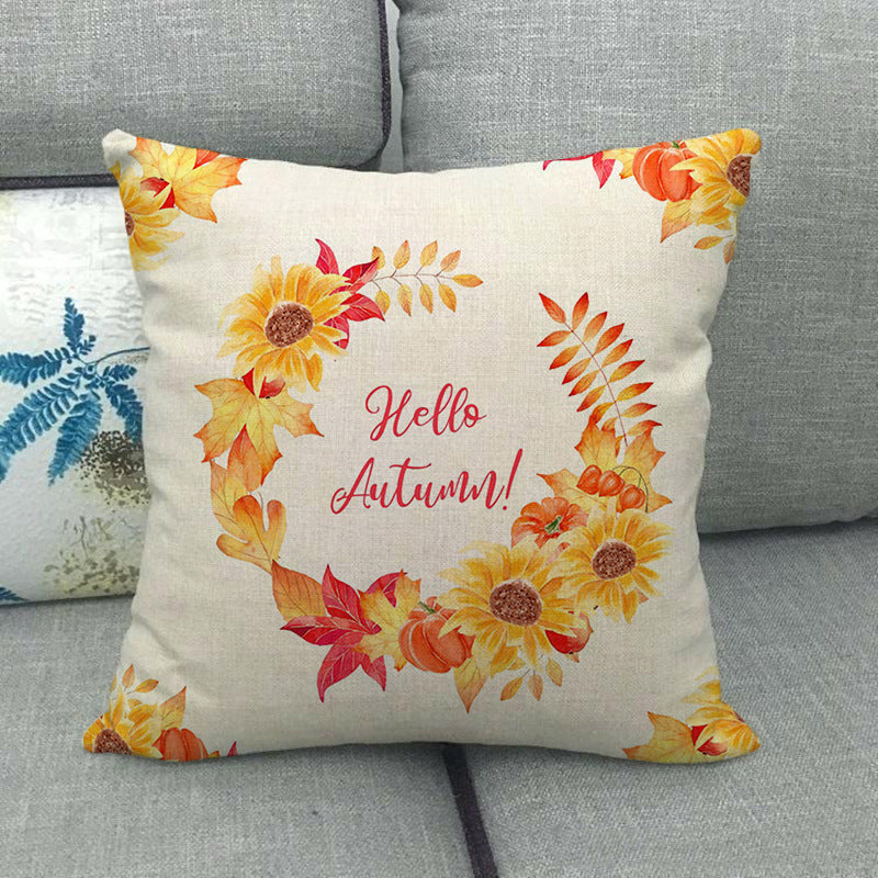 Painted pumpkin linen pillowcase - SKY SUPPLYIFY 