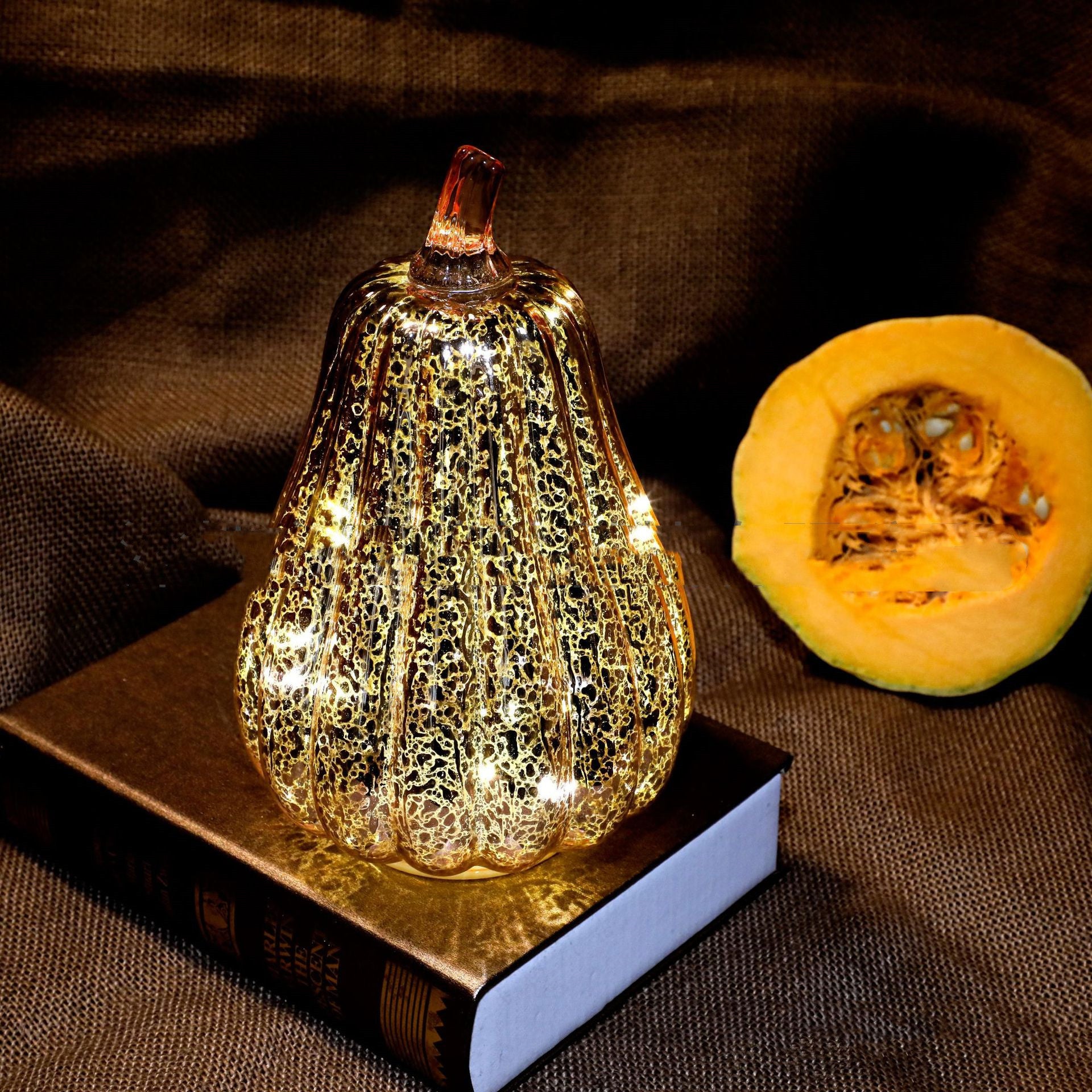 Halloween Decorative Glass Pumpkin Lantern - SKY SUPPLYIFY 