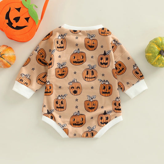 Baby Halloween Pumpkin Romper – Cute Fall Bodysuit with Pumpkin Print - SKY SUPPLYIFY 