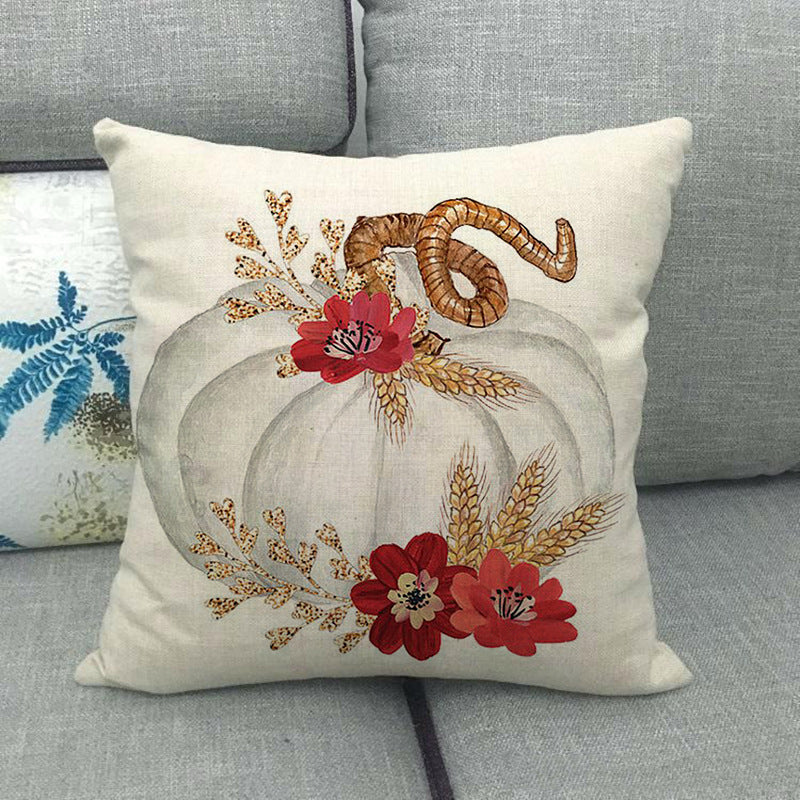 Painted pumpkin linen pillowcase - SKY SUPPLYIFY 