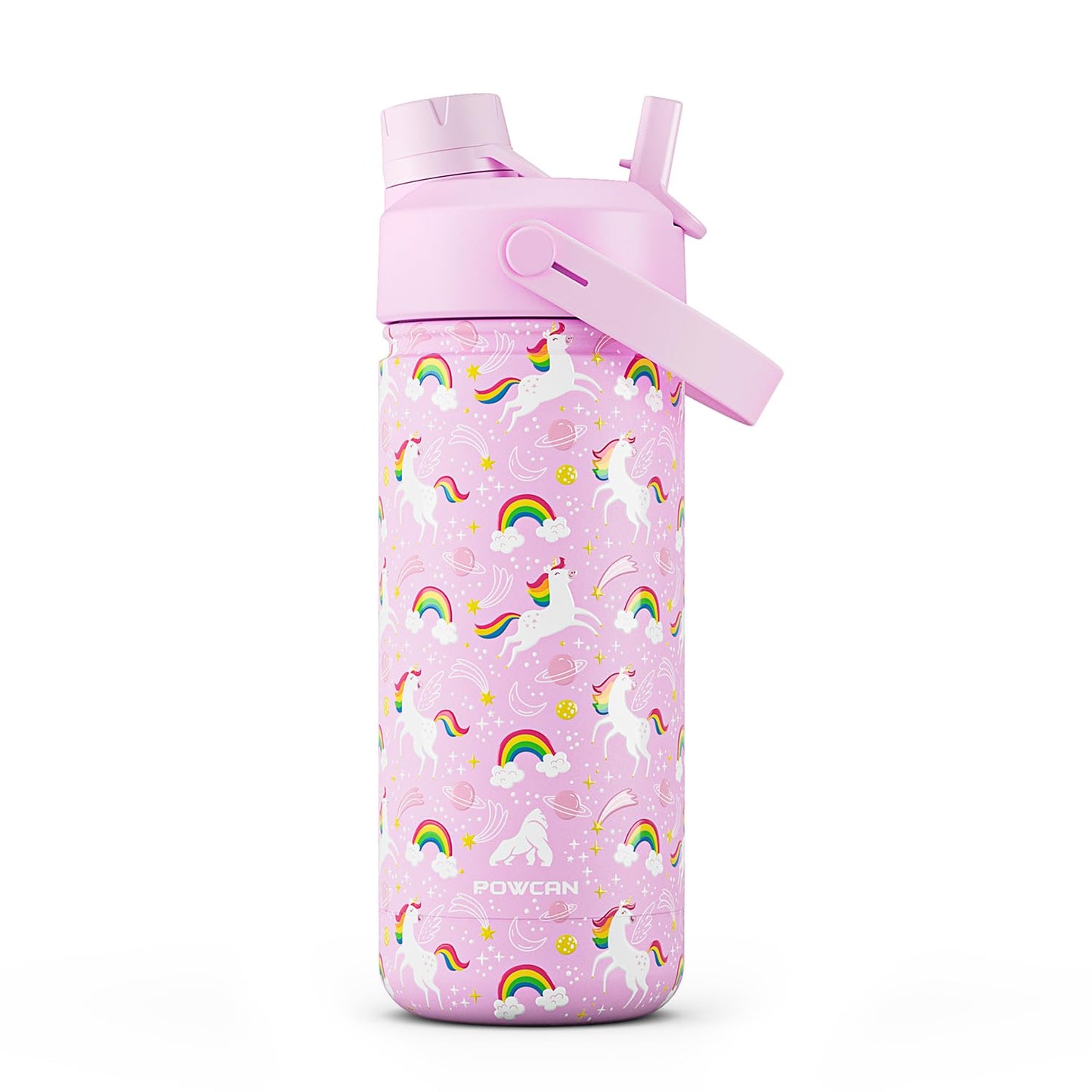 18 oz Insulated Water Bottle with 2-in-1 Straw and Spout Lid, Keep Cold 24H, Leak-Proof, Fits in Car Cup Holder, Stainless Steel Water Bottle for Sports, Travel, and School (Cotton Candy)