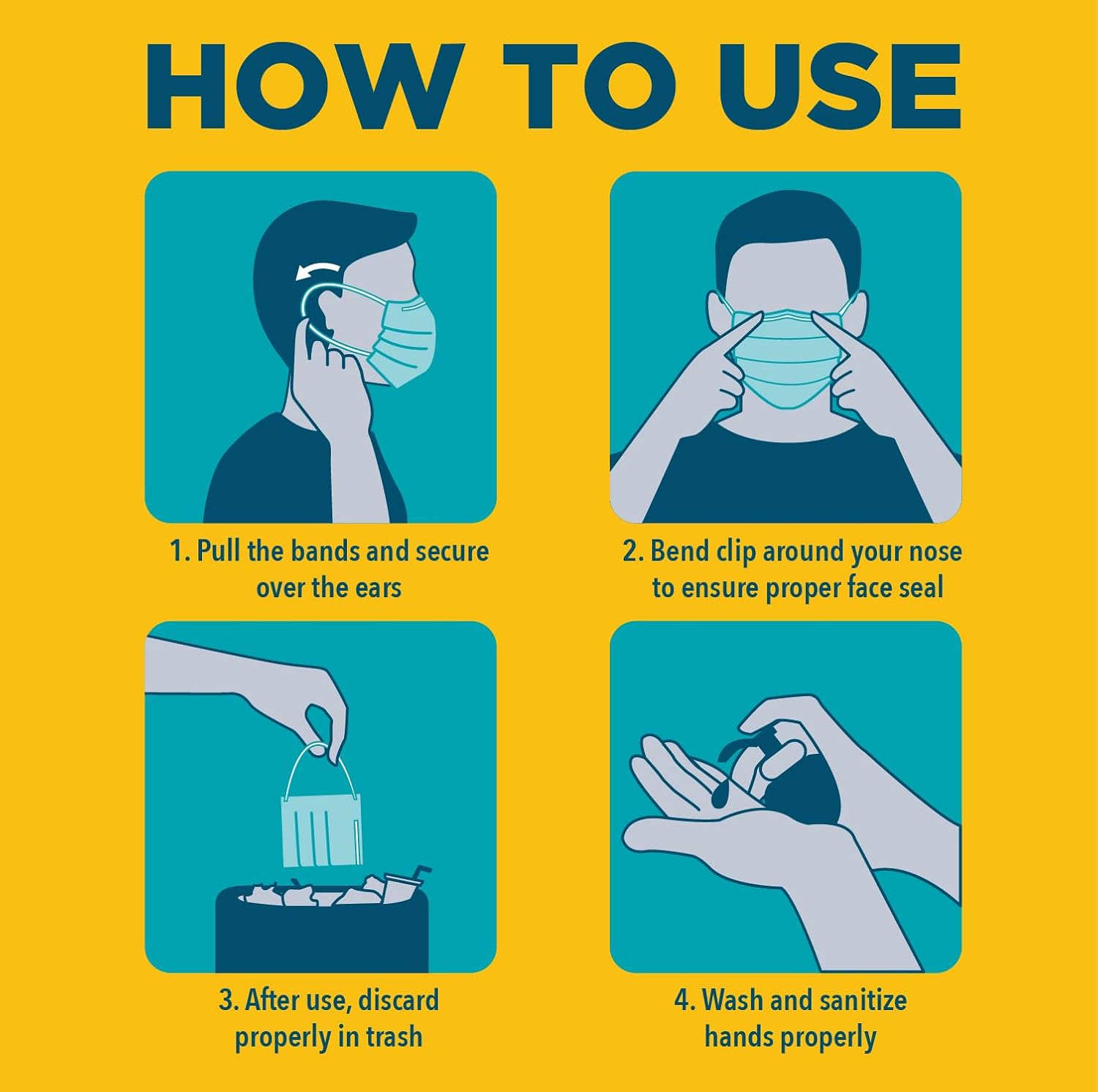 Be Smart Get Prepared 50 pcs FACE MASK, 3 Ply Protective Barrier, Single Use, Disposable Earloop – Home, Travel, Office, School, Work, Outdoors