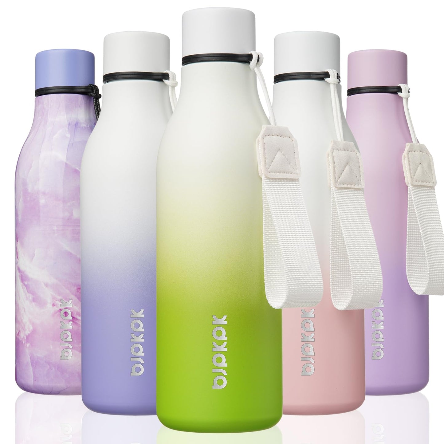 BJPKPK Insulated Water Bottles, 25 oz Stainless Steel Metal Water Bottle with Strap, BPA Free Leak Proof Thermos, Mugs, Flasks, Reusable Water Bottle for Sports & Travel, Lilac Elegance