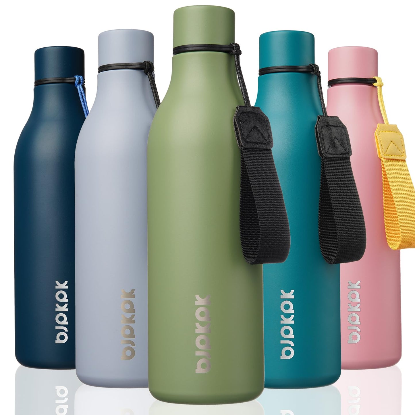 BJPKPK Insulated Water Bottles, 25 oz Stainless Steel Metal Water Bottle with Strap, BPA Free Leak Proof Thermos, Mugs, Flasks, Reusable Water Bottle for Sports & Travel, Lilac Elegance