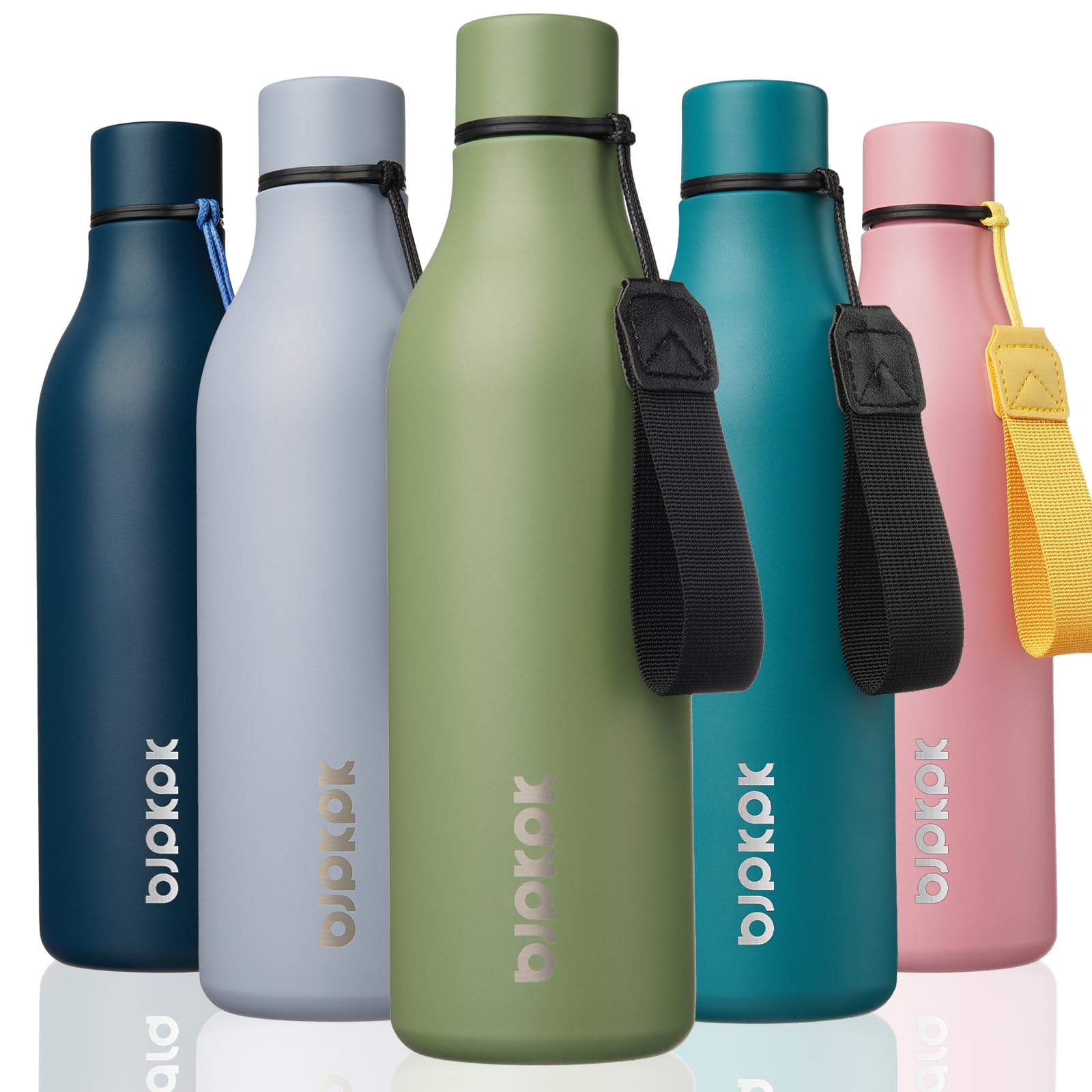 BJPKPK Insulated Water Bottles, 25 oz Stainless Steel Metal Water Bottle with Strap, BPA Free Leak Proof Thermos, Mugs, Flasks, Reusable Water Bottle for Sports & Travel, Lilac Elegance
