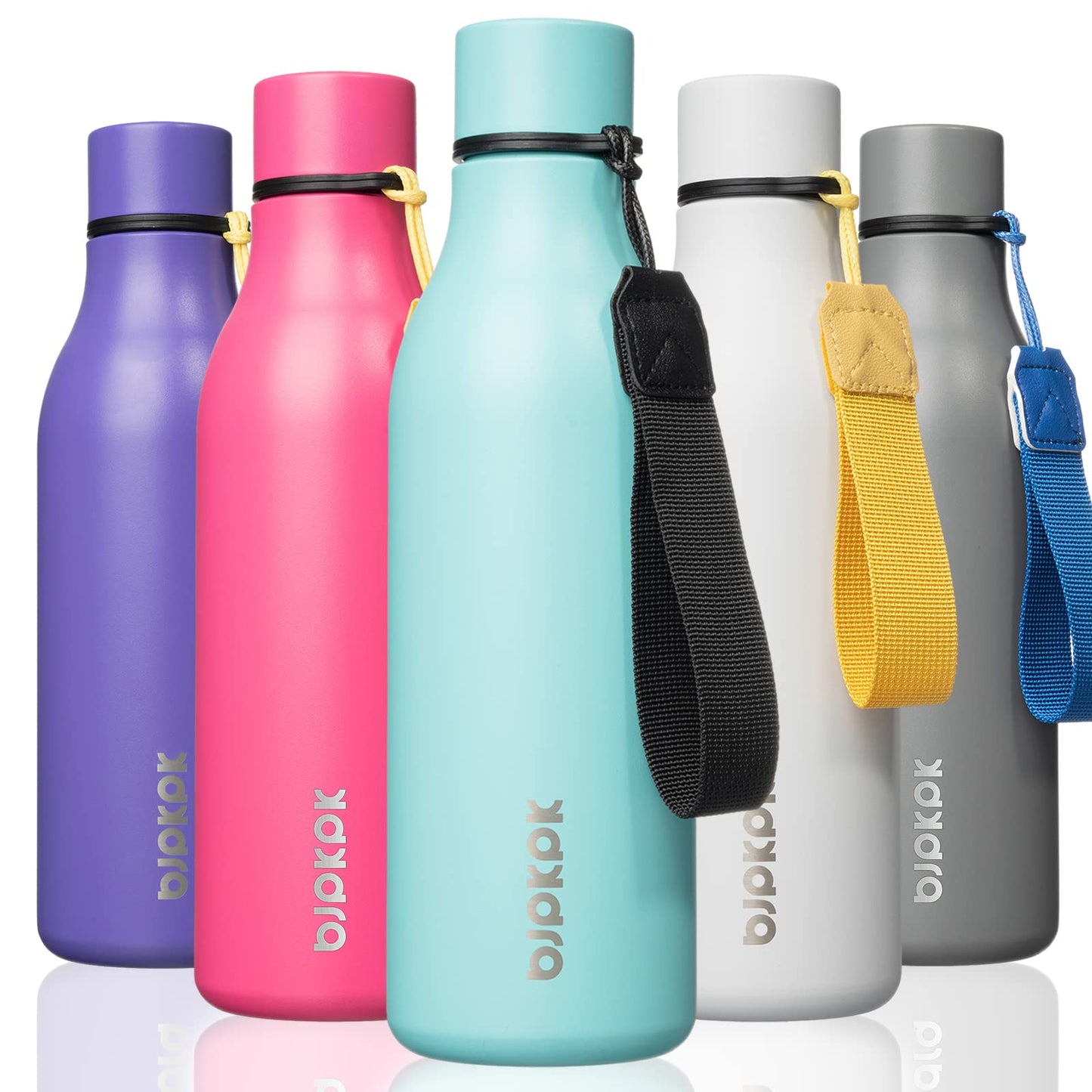BJPKPK Insulated Water Bottles, 25 oz Stainless Steel Metal Water Bottle with Strap, BPA Free Leak Proof Thermos, Mugs, Flasks, Reusable Water Bottle for Sports & Travel, Lilac Elegance