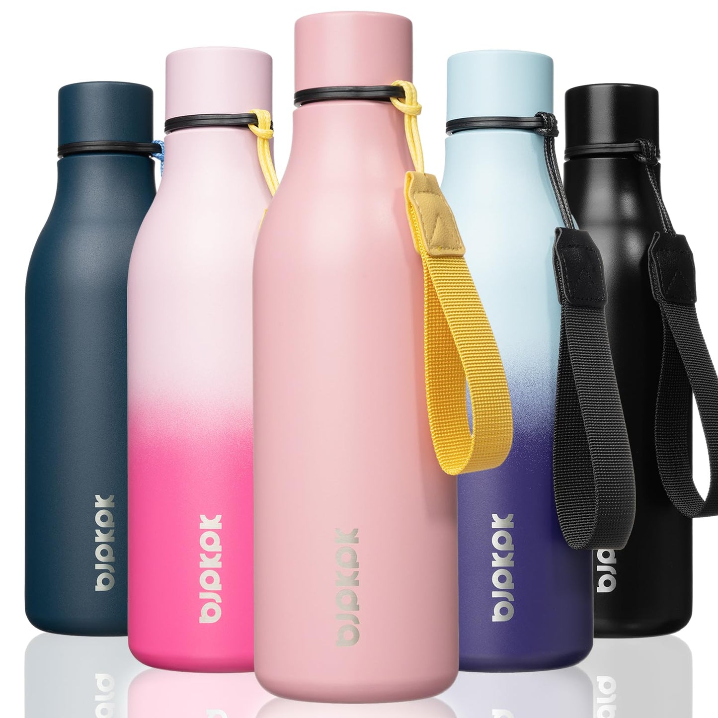 BJPKPK Insulated Water Bottles, 25 oz Stainless Steel Metal Water Bottle with Strap, BPA Free Leak Proof Thermos, Mugs, Flasks, Reusable Water Bottle for Sports & Travel, Lilac Elegance