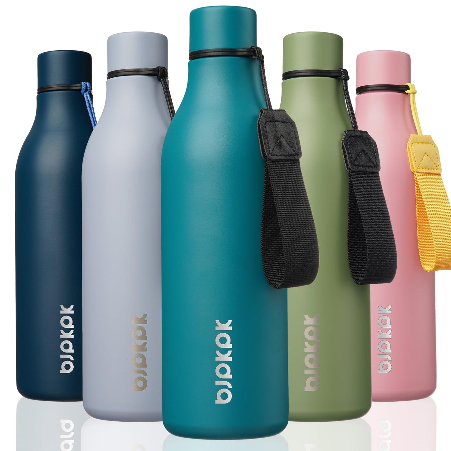 BJPKPK Insulated Water Bottles, 25 oz Stainless Steel Metal Water Bottle with Strap, BPA Free Leak Proof Thermos, Mugs, Flasks, Reusable Water Bottle for Sports & Travel, Lilac Elegance