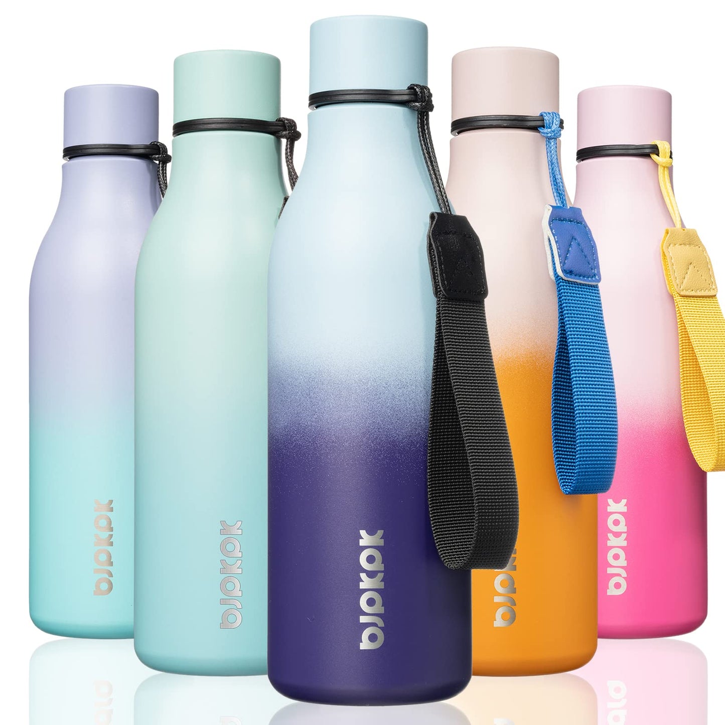 BJPKPK Insulated Water Bottles, 25 oz Stainless Steel Metal Water Bottle with Strap, BPA Free Leak Proof Thermos, Mugs, Flasks, Reusable Water Bottle for Sports & Travel, Lilac Elegance
