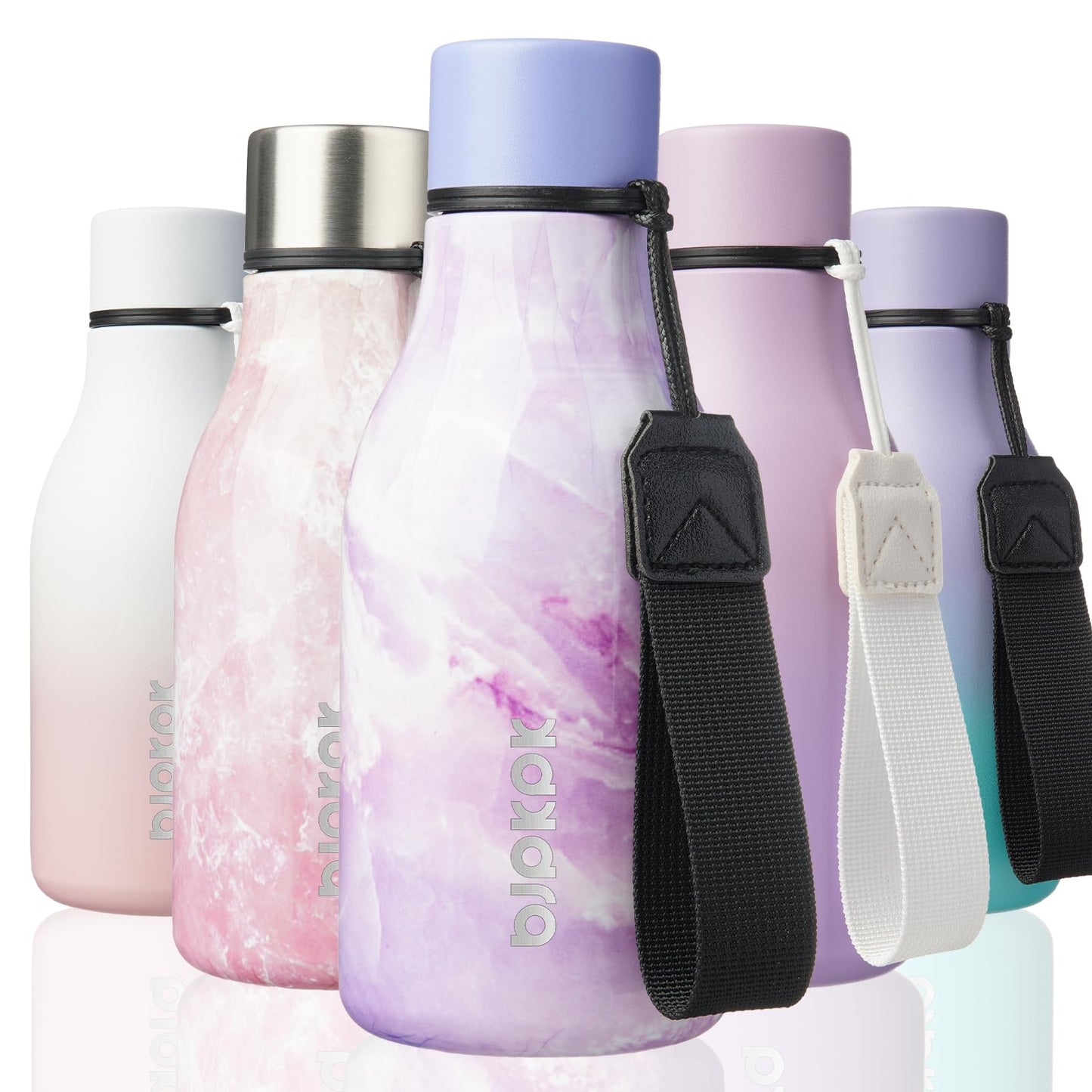 BJPKPK Insulated Water Bottles, 25 oz Stainless Steel Metal Water Bottle with Strap, BPA Free Leak Proof Thermos, Mugs, Flasks, Reusable Water Bottle for Sports & Travel, Lilac Elegance