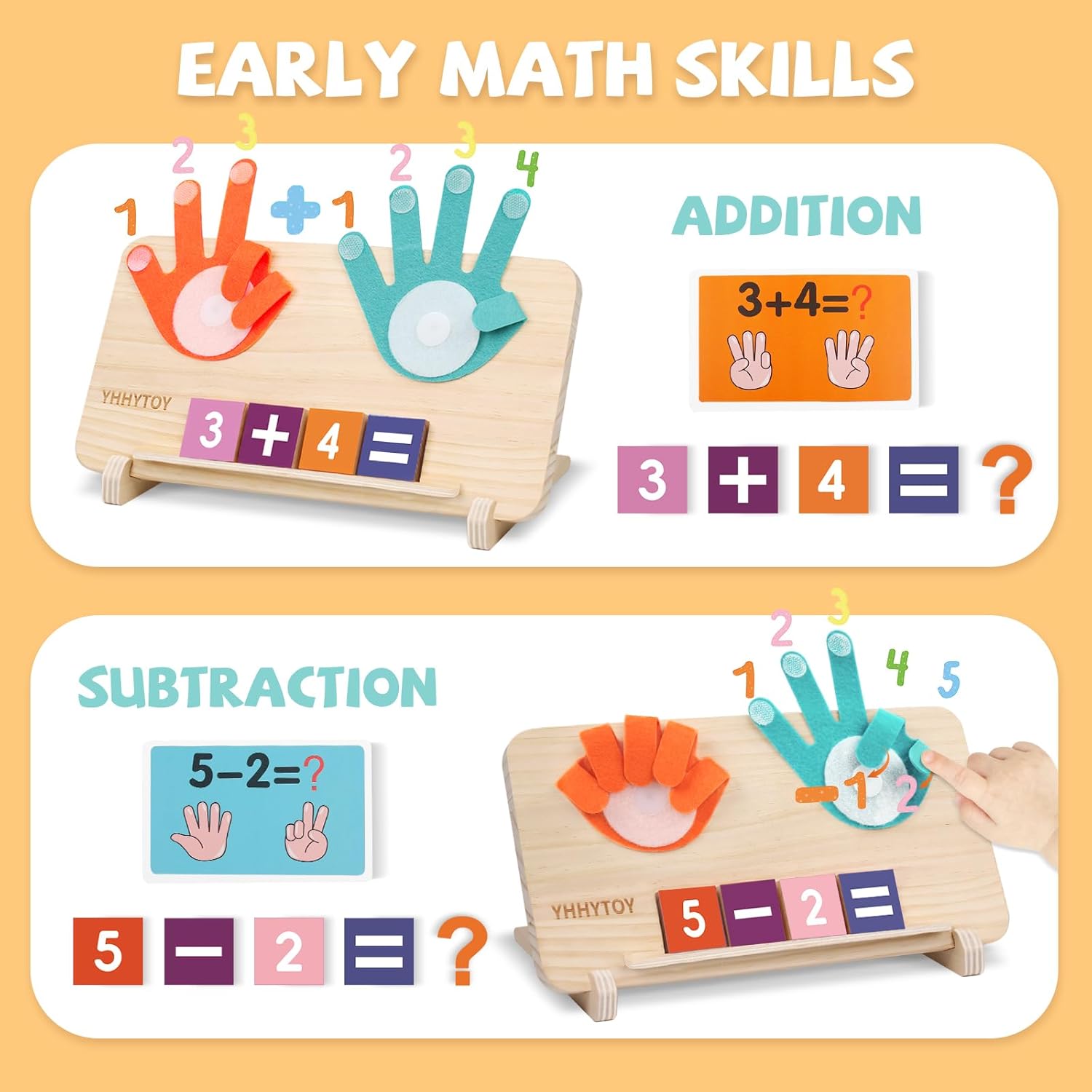 Montessori Toys for 3 4 5 Year Old, Educational Math Manipulatives Learning Toys for Toddlers 3-5, Preschool Finger Counting Number Blocks Math Games for Kids 5-7, 4 5 6 Year Old Girl Boy Gift