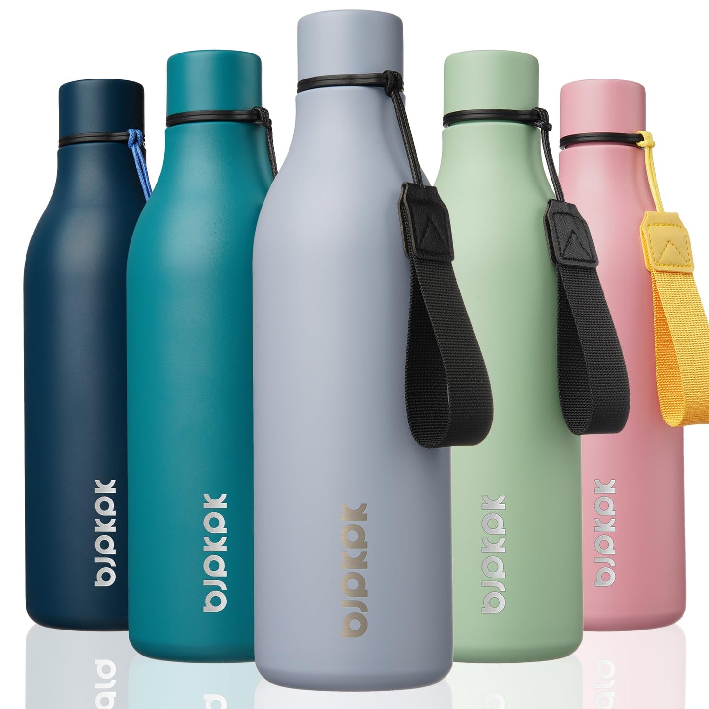 BJPKPK Insulated Water Bottles, 25 oz Stainless Steel Metal Water Bottle with Strap, BPA Free Leak Proof Thermos, Mugs, Flasks, Reusable Water Bottle for Sports & Travel, Lilac Elegance