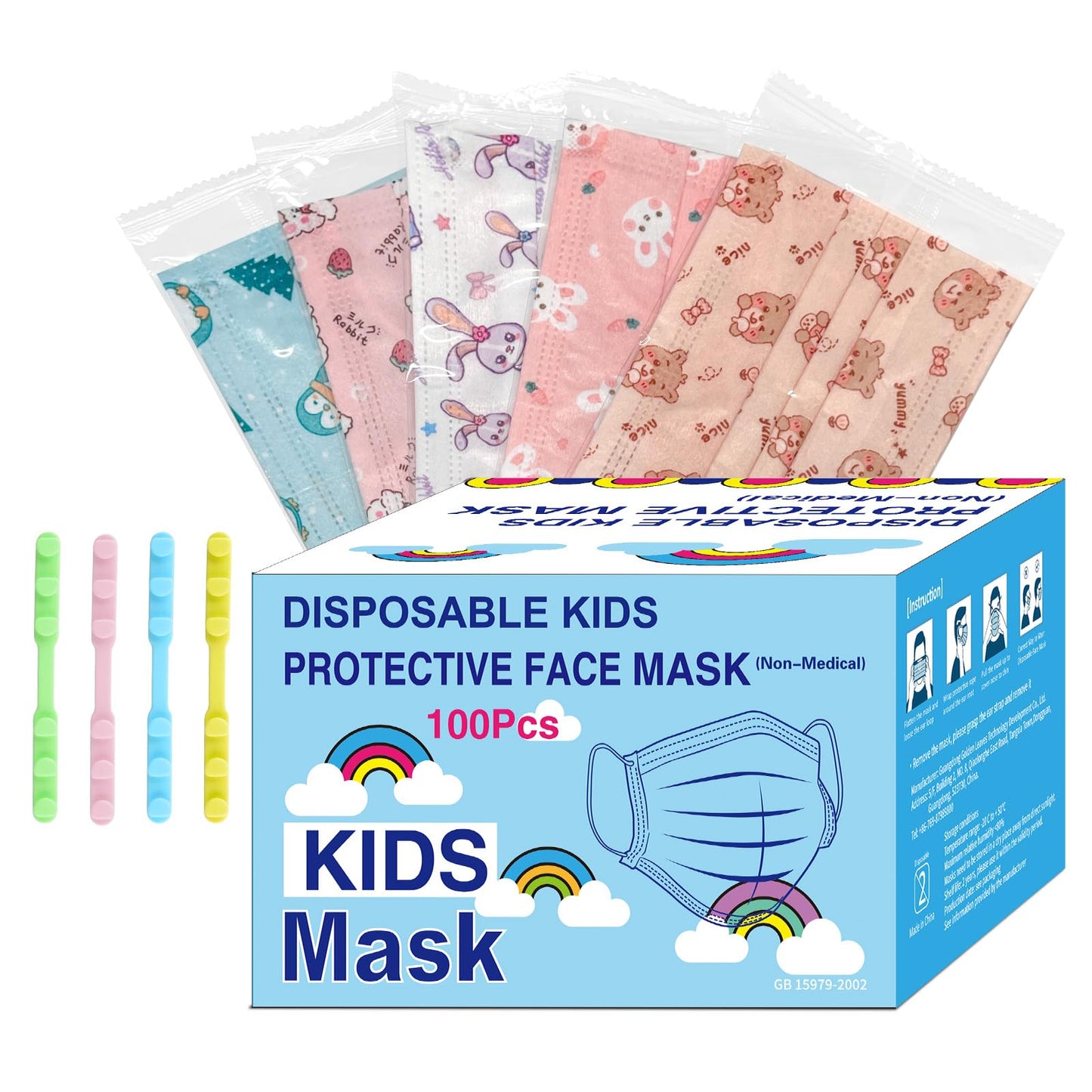 Kids Disposable Face Masks,3 Ply Kids Masks Disposable Breathable Colorful Cute Face Masks for Children, Girls & Boys