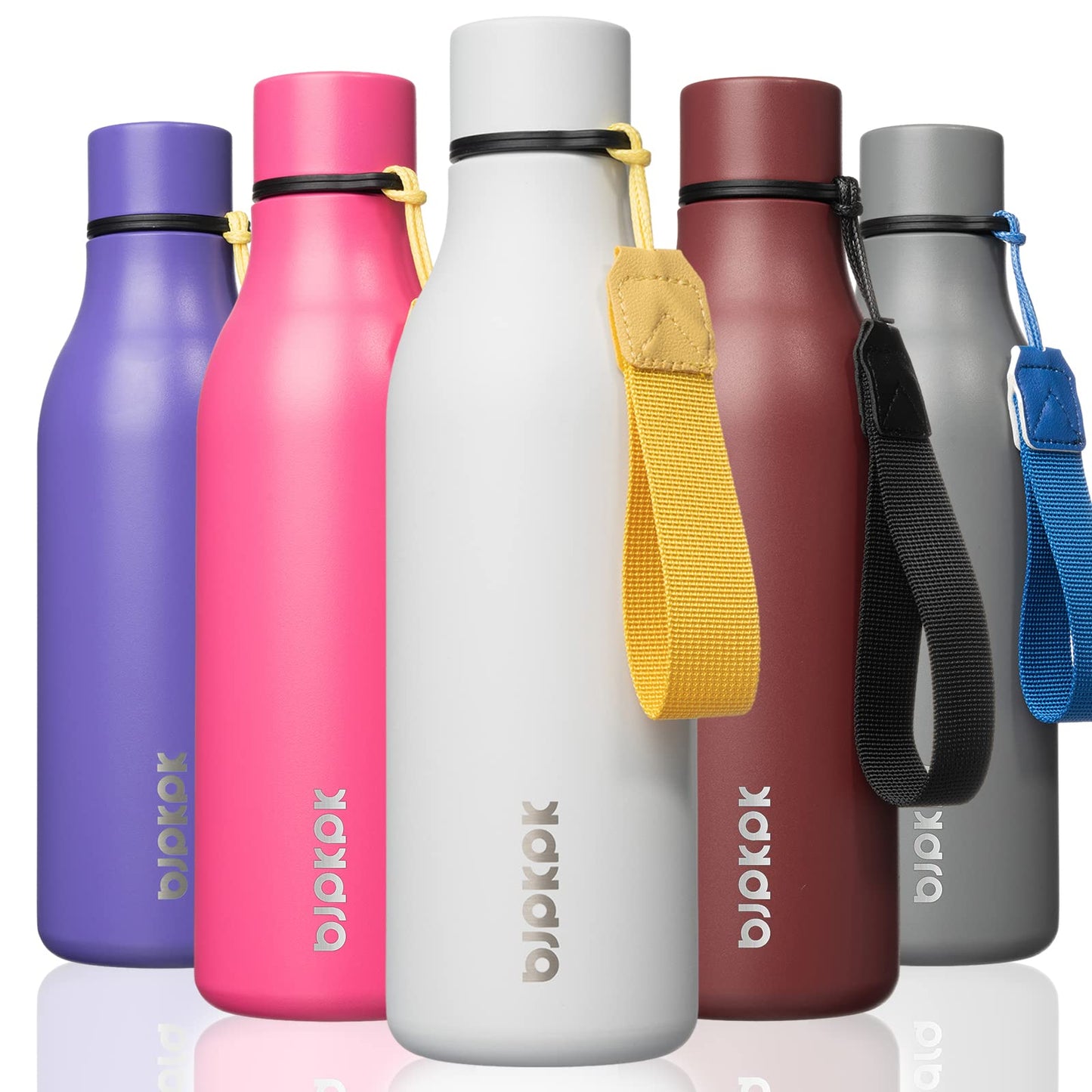 BJPKPK Insulated Water Bottles, 25 oz Stainless Steel Metal Water Bottle with Strap, BPA Free Leak Proof Thermos, Mugs, Flasks, Reusable Water Bottle for Sports & Travel, Lilac Elegance