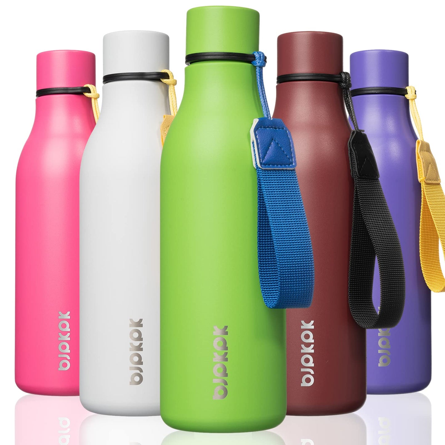 BJPKPK Insulated Water Bottles, 25 oz Stainless Steel Metal Water Bottle with Strap, BPA Free Leak Proof Thermos, Mugs, Flasks, Reusable Water Bottle for Sports & Travel, Lilac Elegance