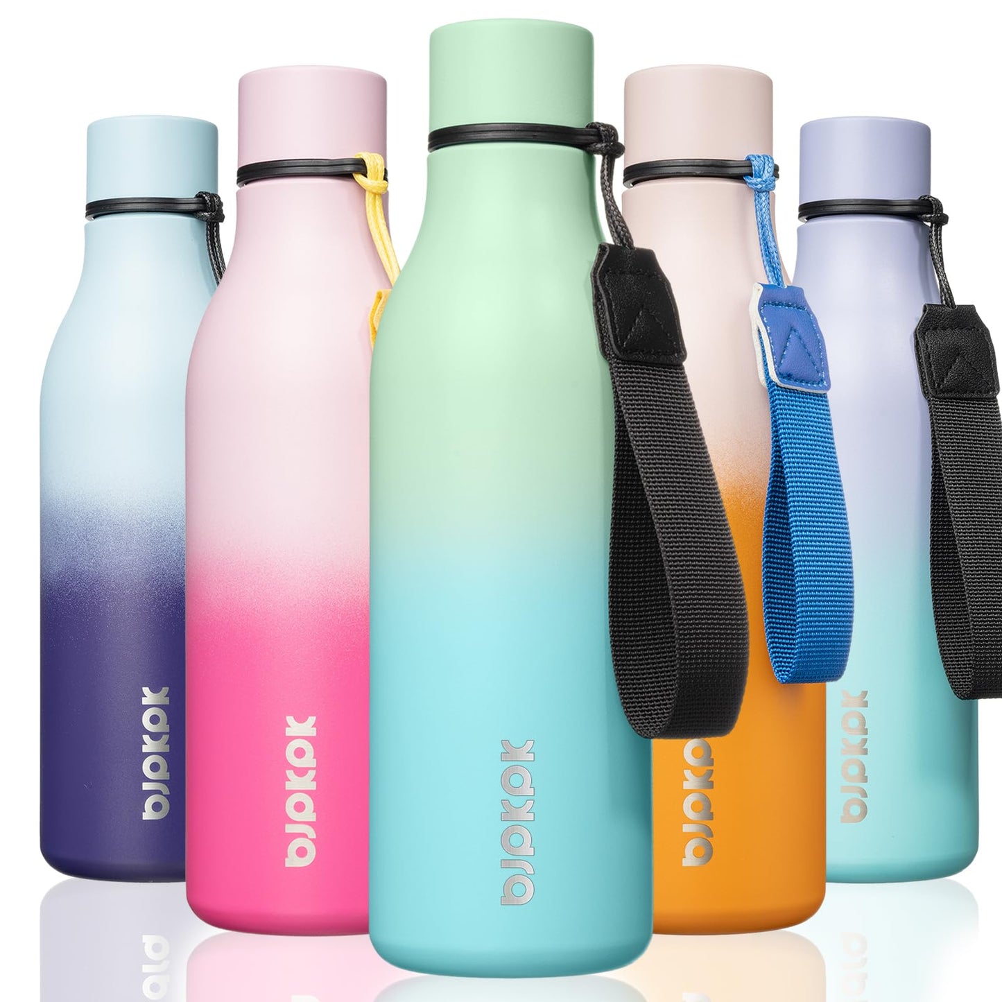 BJPKPK Insulated Water Bottles, 25 oz Stainless Steel Metal Water Bottle with Strap, BPA Free Leak Proof Thermos, Mugs, Flasks, Reusable Water Bottle for Sports & Travel, Lilac Elegance