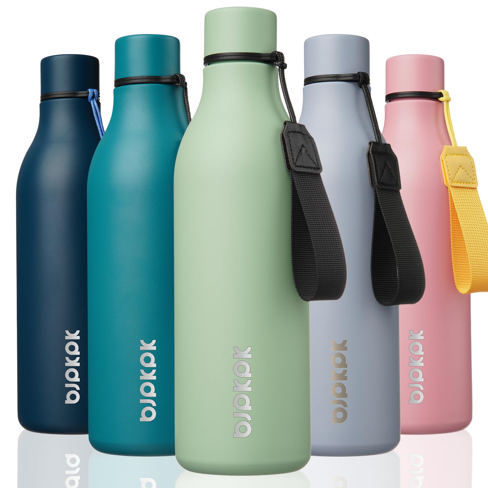 BJPKPK Insulated Water Bottles, 25 oz Stainless Steel Metal Water Bottle with Strap, BPA Free Leak Proof Thermos, Mugs, Flasks, Reusable Water Bottle for Sports & Travel, Lilac Elegance