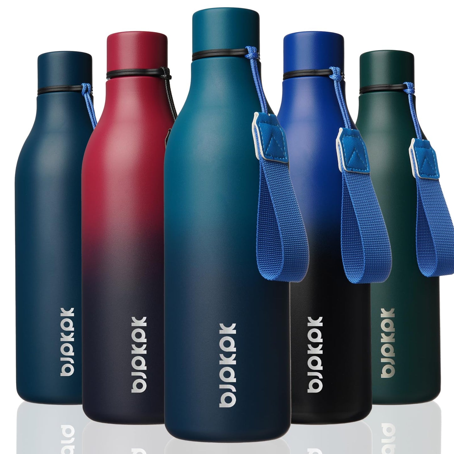 BJPKPK Insulated Water Bottles, 25 oz Stainless Steel Metal Water Bottle with Strap, BPA Free Leak Proof Thermos, Mugs, Flasks, Reusable Water Bottle for Sports & Travel, Lilac Elegance