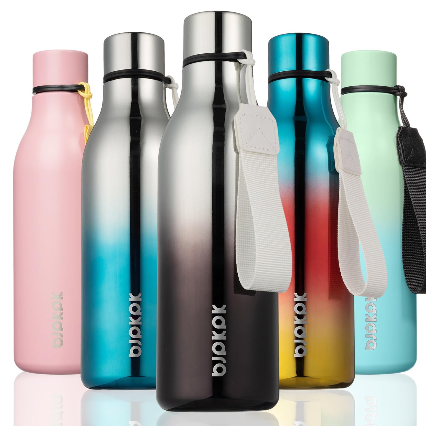 BJPKPK Insulated Water Bottles, 25 oz Stainless Steel Metal Water Bottle with Strap, BPA Free Leak Proof Thermos, Mugs, Flasks, Reusable Water Bottle for Sports & Travel, Lilac Elegance