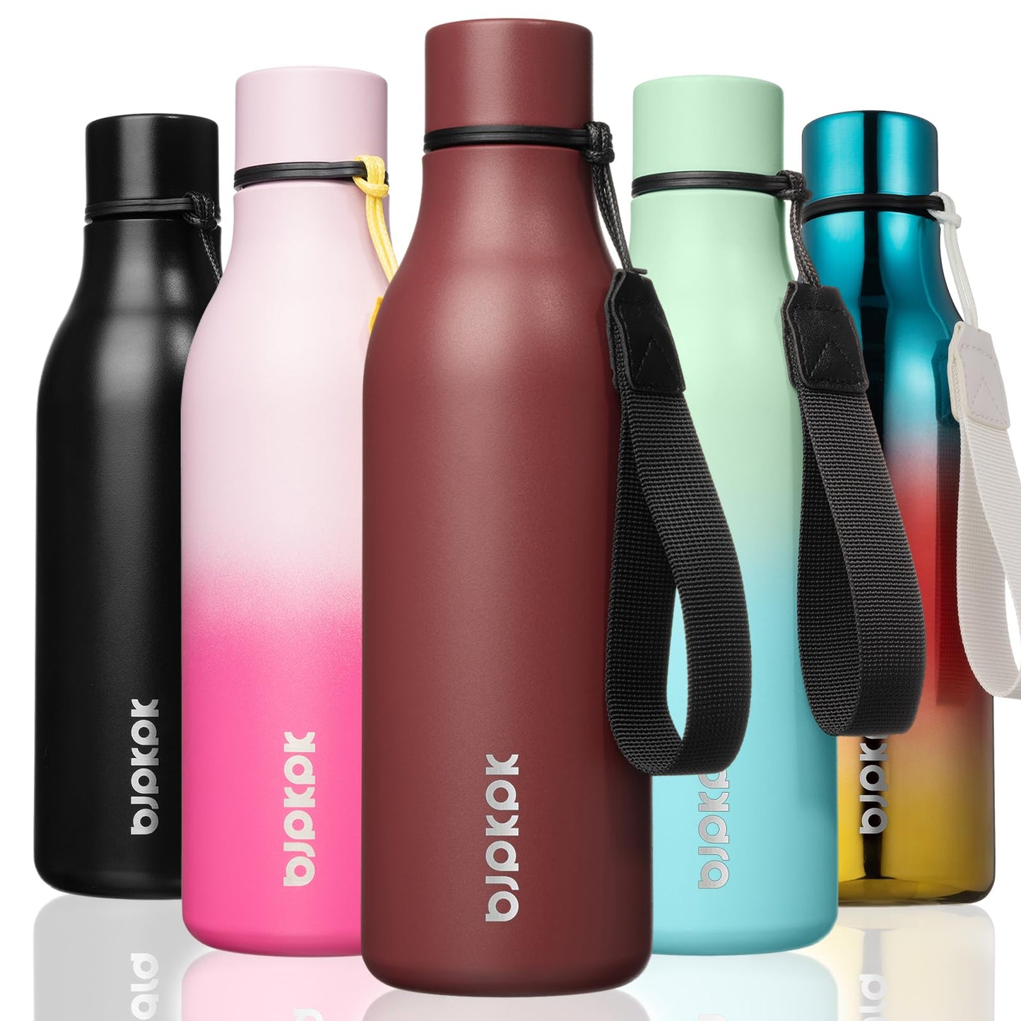 BJPKPK Insulated Water Bottles, 25 oz Stainless Steel Metal Water Bottle with Strap, BPA Free Leak Proof Thermos, Mugs, Flasks, Reusable Water Bottle for Sports & Travel, Lilac Elegance